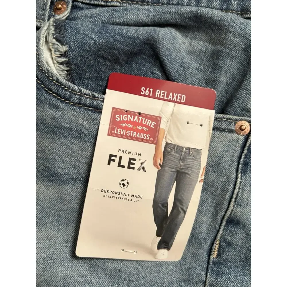 Signature By Levi Strauss #11322 NEW Men's Relaxed Flex Jeans 38x32